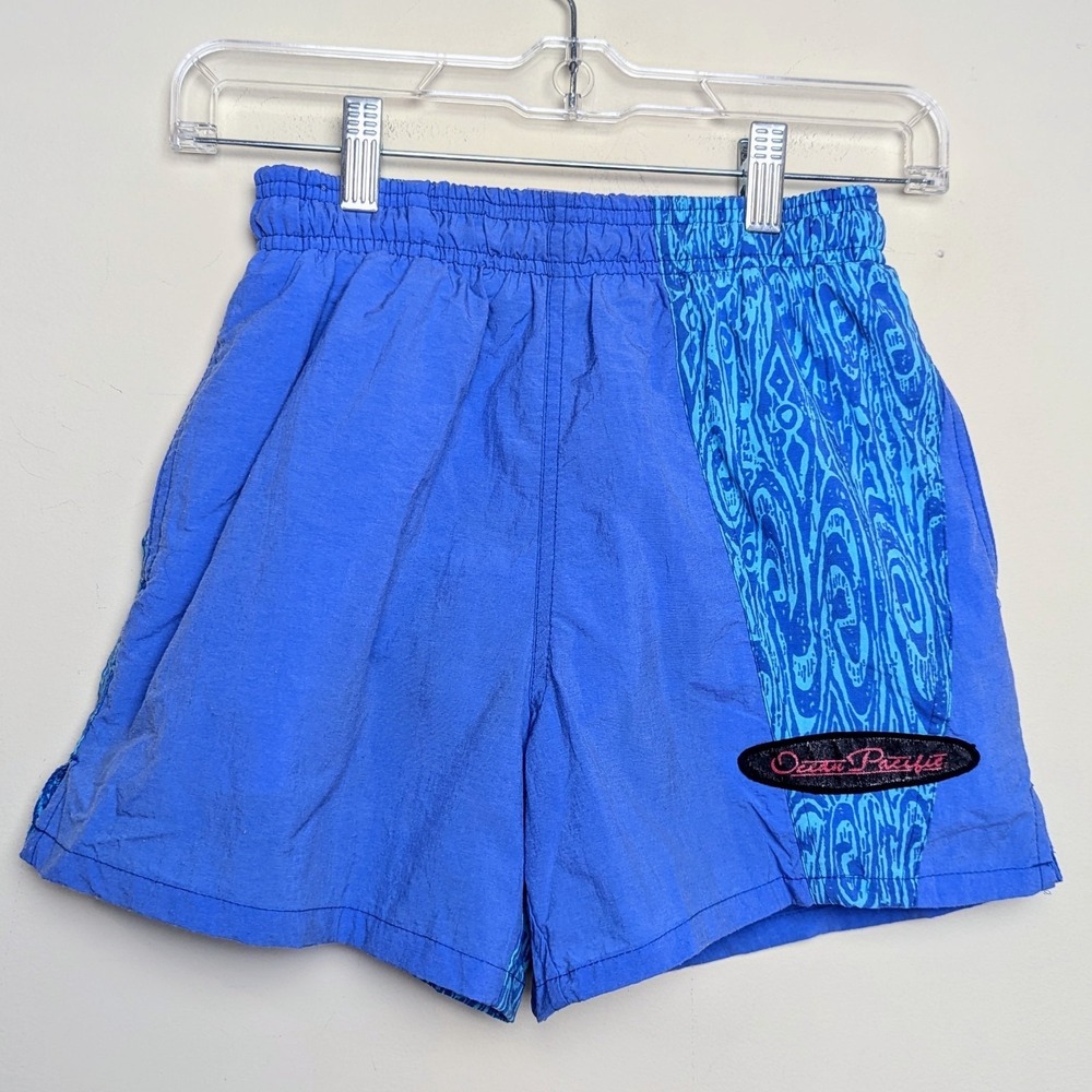 Vintage Ocean Pacific Neon Surf Swim Trunks 90s OP Bathing Suit Youth Small